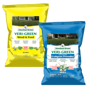 Two bags of Lawn Fertilizer and Weed Control Bundle: one for lawn fertilizer and weed control, and one for crabgrass prevention, displayed side by side.